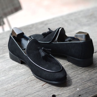 Arcobareno Tassel Loafers Suede Black