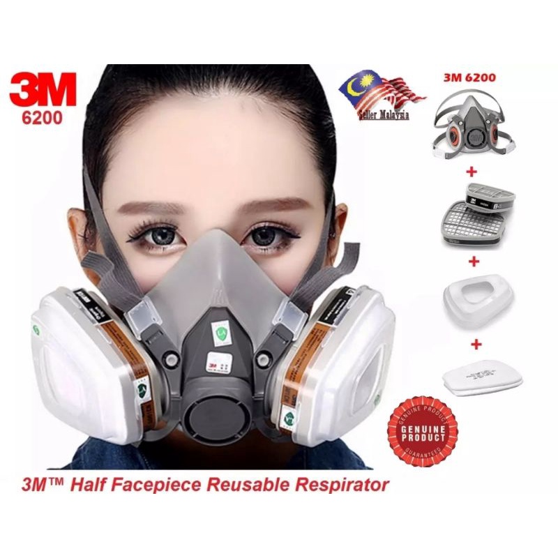 Fullset 3M Mask Respiratory 6200 7502 Half Face Respirator 5N11 Particulate Filter