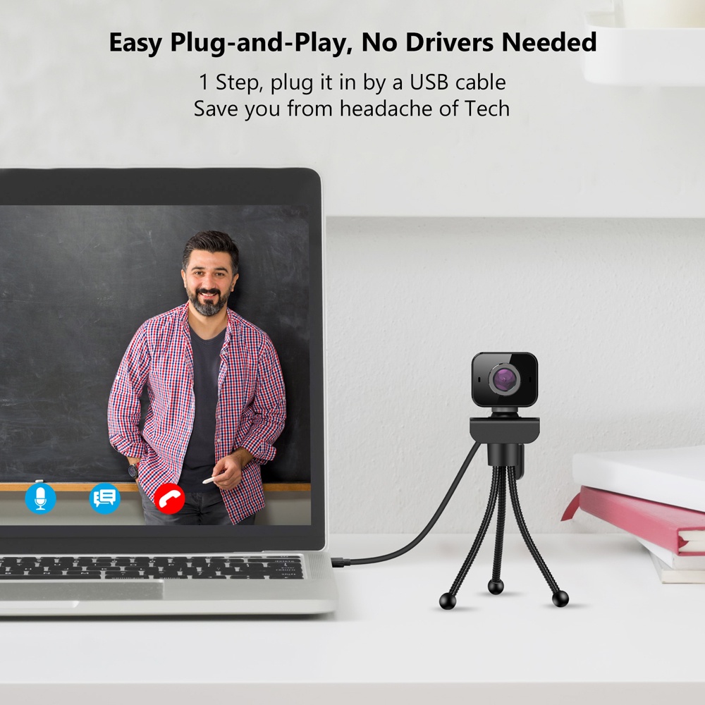HD 1080P Webcam Computer PC WebCam With Microphone Rotatable USB Mini ...