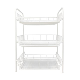 ชั้นวางของ และแก้ว 3 ชั้นพร้อมถาด HC/EKONO 813 ชั้นวางของในครัว KITCHEN WIRE SHELF HC/EKONO 813 3-TIER WHITE