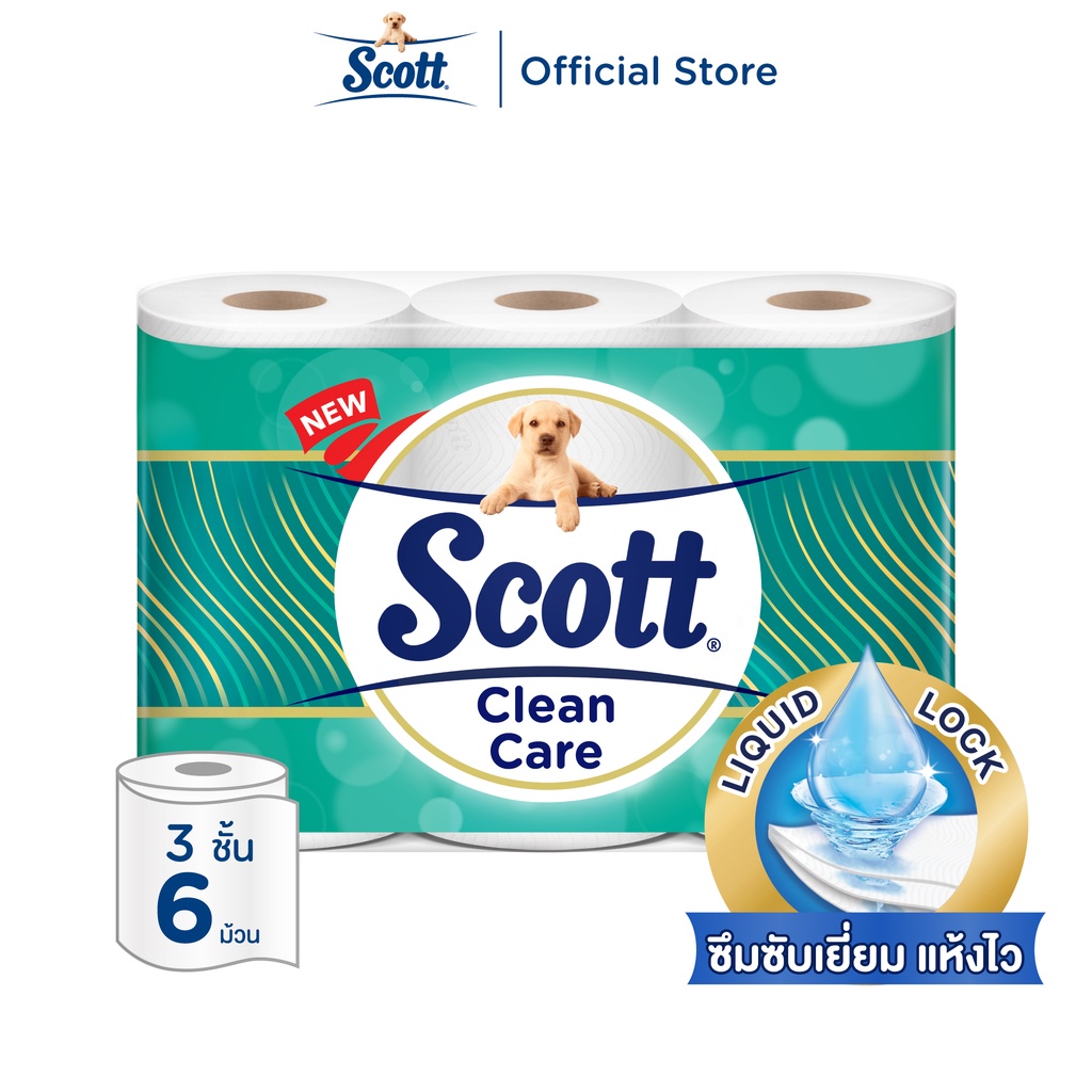 สก๊อตต์ คลีนแคร์ กระดาษชำระ หนา 3ชั้น ขนาด 6 ม้วน SCOTT CLEAN CARE Toilet Tissue 3 Ply 6 Rolls (เลือกจำนวนได้)