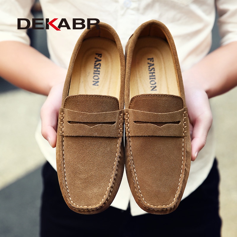 Dekabr รองเท้าโลฟเฟอร์ลําลอง หนังวัวแท้ ส้นเตี้ย สลิปออน แฟชั่นสําหรับผู้ชาย ไซซ์ 49