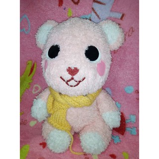 ตุ๊กตาหมีโพสต์เพ็ตโคโมโมะหัวโตportpet Fun Factory ขนนุ่มสีชมพูอมส้ม ขนาด 12 นิ้ว
