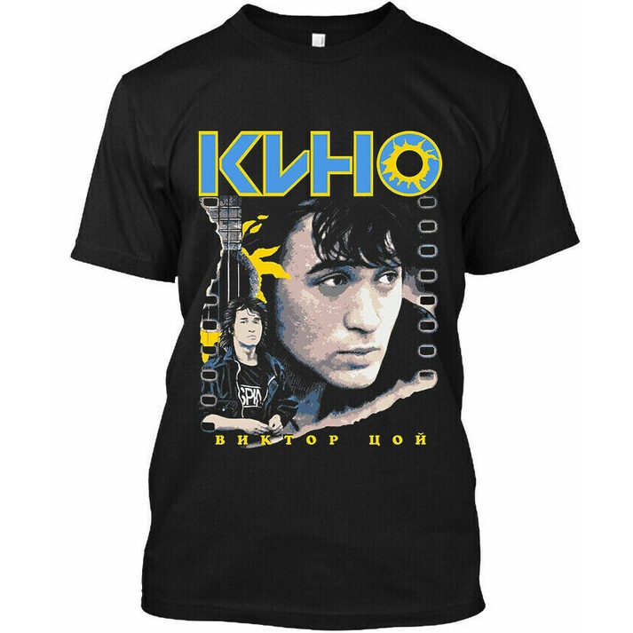 Viktor Tsoi Kino โซเวียต Rock Band นักร้องเสื้อยืดโลโก้นักดนตรี