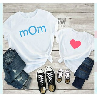 เสื้อยืด สีขาว แขนสั้น ใส่คู่แม่ลูก ❤MoM ไซส์ S-2XL  #C036 ตัวละ