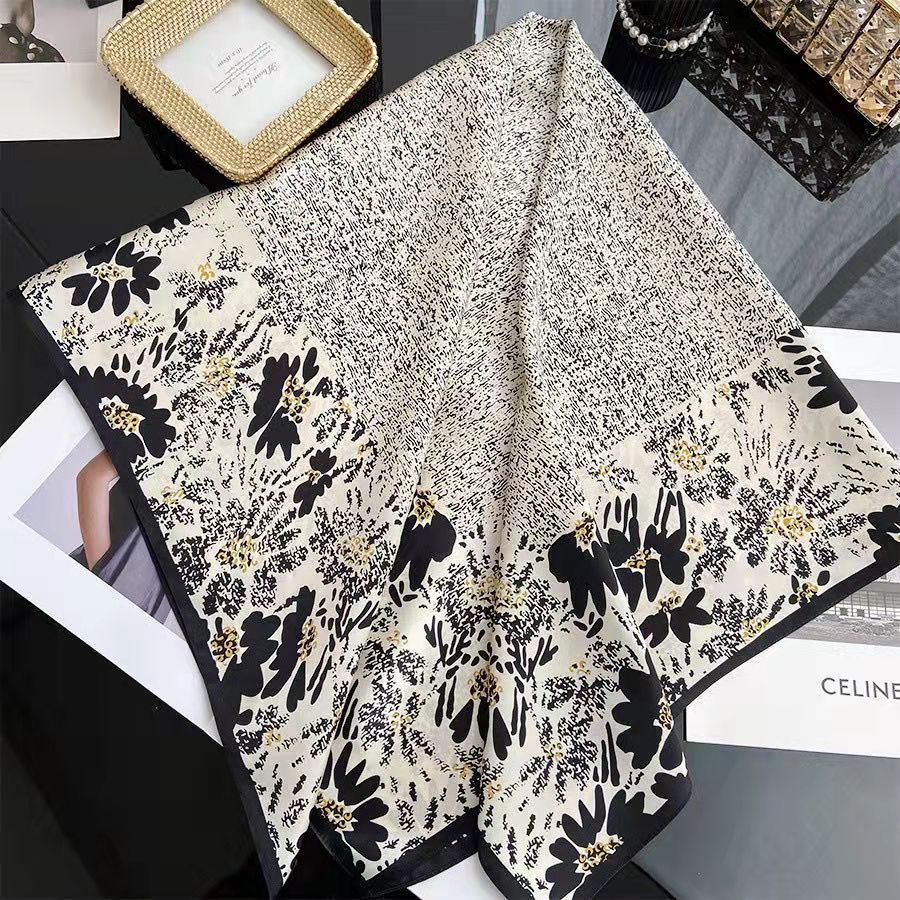 LISA พิมพ์ผ้าพันคอผ้าพันคอผ้าไหมรู้สึกผ้าพันคอพิมพ์ Dot Musilim Lady Hijab 90x90 ซม.