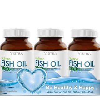 Vistra salmon fish  oil 1000mg แพค 3 กระปุก กระปุกละ 75 เม็ด (🔥ถูกตาแตกแม่🔥)