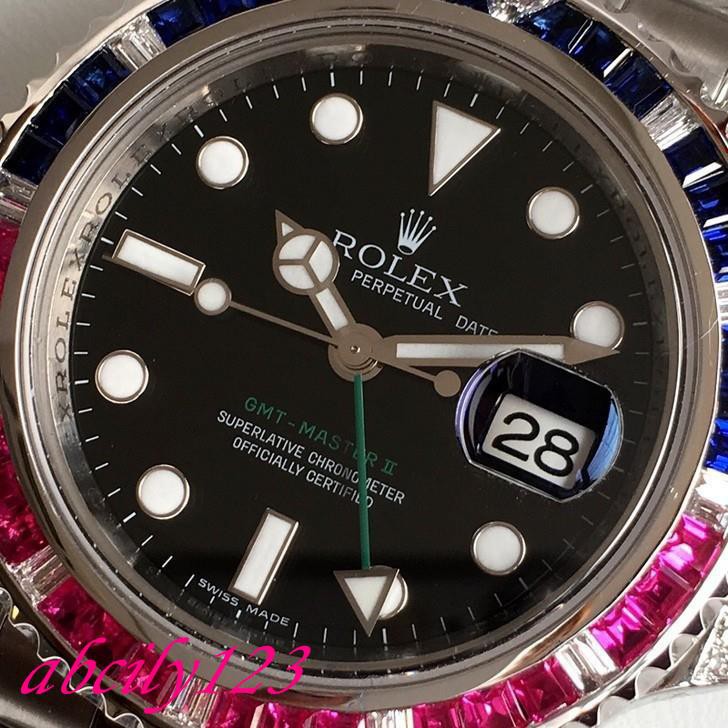 การยิงจริงตัวจริง Rolex นาฬิกาเพชร GMT ผู้ชายของ GMT # 9447