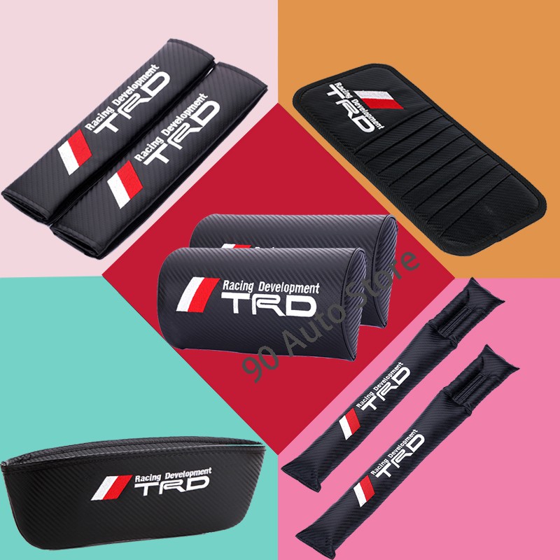 โลโก้ TRD คาร์บอนไฟเบอร์รถที่นั่งคอ Headrest Auto หมอนรองคอหัว Restraint นุ่มสบายหมอนสําหรับ Toyota 