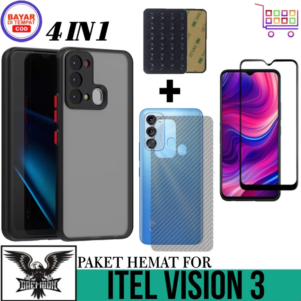 4IN1 CASE ITEL VISION 3 SOFT CASE ฟรีกระจกนิรภัย + GARSKIN และ OCTOPUS