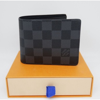 (พร้อมส่ง)*New*Lv men slender wallet ใส่แบงค์ช่องเดียวGraphite หมากรุกดำ chip