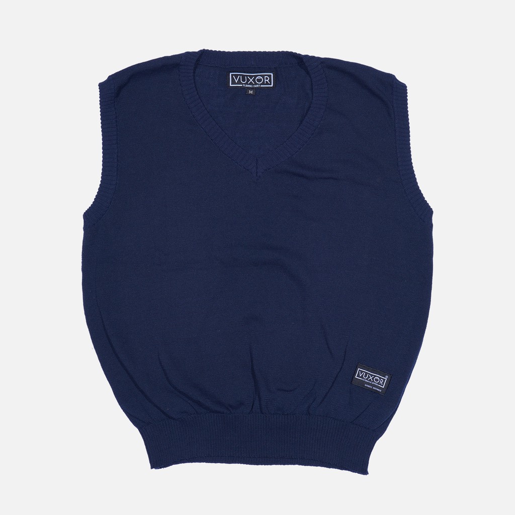 Vvv-14 เสื้อกั๊กไหมพรมสีกรมท่า