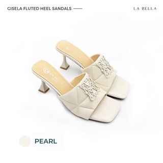 LA BELLA รุ่น GISELA FLUTED HEEL SANDALS - PEARL