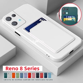 เคสซิลิโคนนิ่ม ทรงสี่เหลี่ยม พร้อมช่องใส่บัตร สําหรับ OPPO Reno 8 Pro Plus 5G 8Z Reno8Z Reno8 4G Reno8Pro 8Pro+ 8Pro