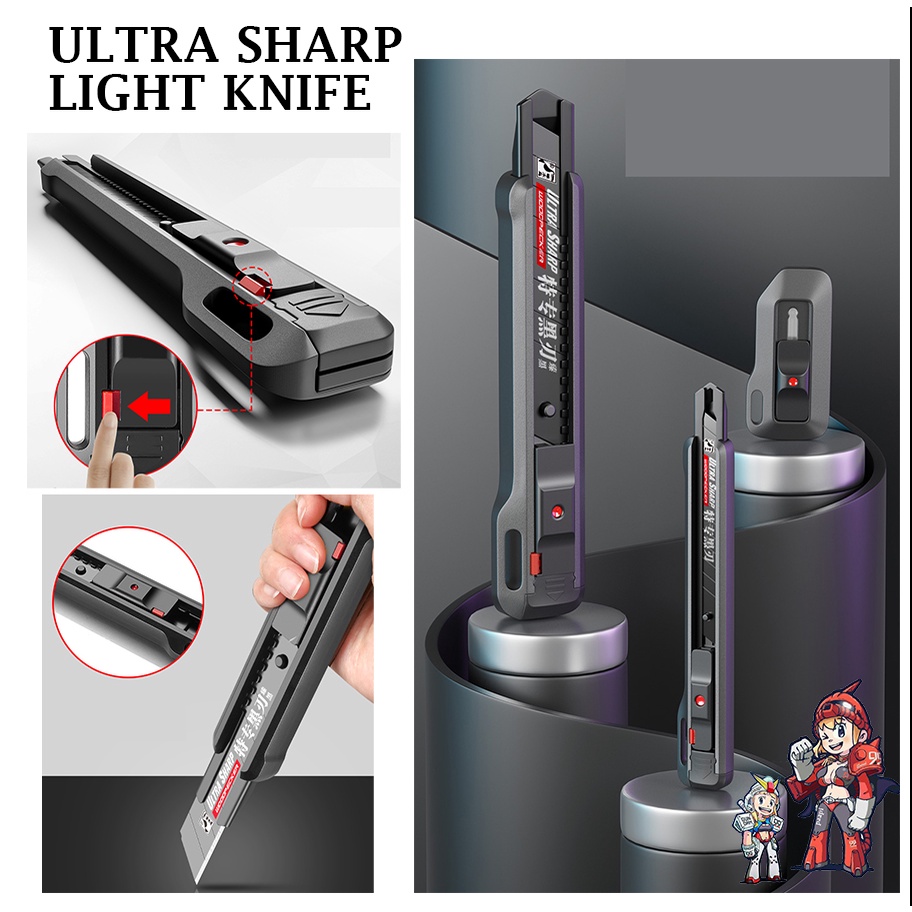 มีดคัตเตอร์ อย่างดี WOOD PECKER ULTRA SHARP LIGHT KNIFE Cutter [18mm] FD-7822  คัตเตอร์
