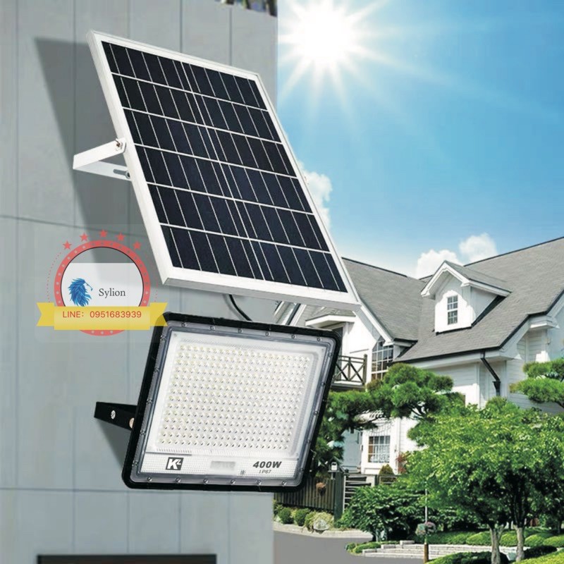 ของแท้ 100% 400W 200w 100w 60wไฟโซล่าเซลล์  ไสปอตไลท์  Solar LED โซล่าเซลล์ แสงสีขาว  ไฟติดผนัง โคมไฟโซลาร์เซลล์