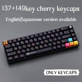 Gmk Mictlán Keycaps  Cherry Profile ชุดปุ่มกดคีย์บอร์ด PBT 60 เปอร์เซ็นต์ ลายเชอร์รี่ สีดํา สําหรับคีย์บอร์ด cherry mx mechanical keyboard 7U space