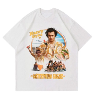 Kaos HARRY STYLES - เสื้อยืดคอกลม แขนสั้น ผ้าฝ้าย แบบนิ่ม ลาย WATERMELON SUGAR baju สไตล์วินเทจ สําหรับผู้ชาย ผู้หญิง วัยรุ่น มีสีดํา สีขาว สีดํา ไซซ์ 30s 24s