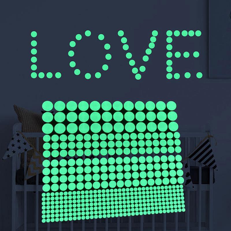 1Sheet 407Pcs Luminous Glow In The Dark Star Round Dot Wall Stickers Room Decor