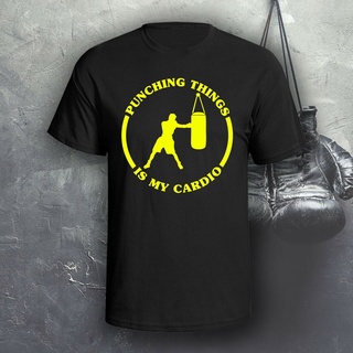 เสื้อยืดคอกลมเสื้อยืดเสื้อคาร์ดิโอพิมพ์ลาย Punching Things Is My Cardio | อุปกรณ์ชกมวย | คาราเต้ | มวยไทยมวยไทย | Mma เค