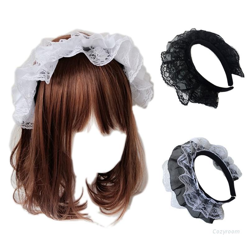 Cozy Women Ruffles Lace Hair Hoop with Mesh Headband Multilayer Lace Lolita Cosplay Props Maid Anime Headdress Accessories ราคา ถูกที่สุด ดีลบีเคเค รูปภาพหลัก