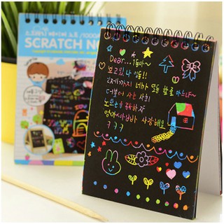 สมุดขูดสีรุ้ง สมุดโน้ตสีรุ้ง พร้อมแท่งไม้สำหรับขูด Scartch paper note