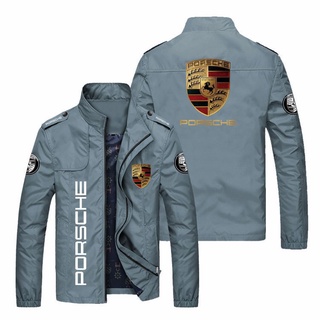 Porsche LOGO Jacket Car Shop Workwear European American macan Cayenne Cayman taycan 718 Boxster 911 Panamera Casual Plus Size Loose Thin Stand-Up Collar