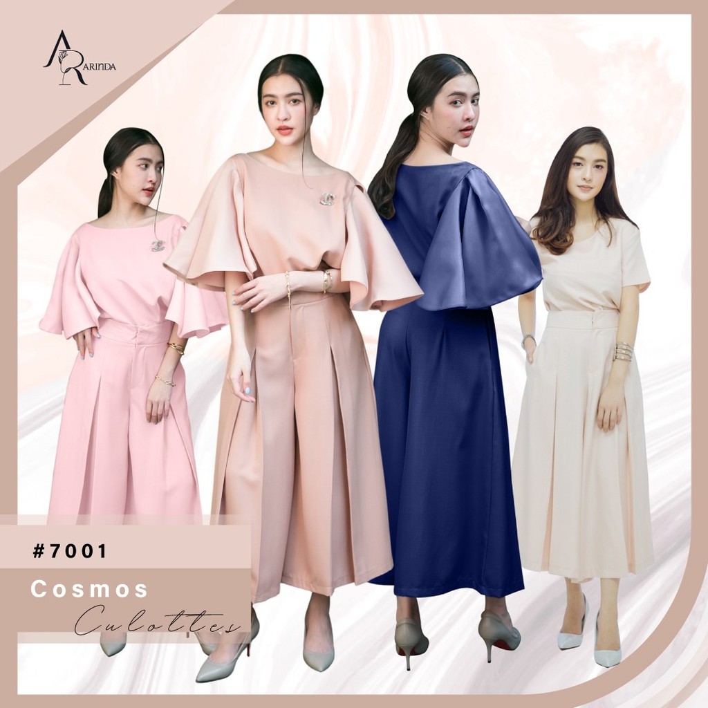 ARINDA Cosmos Culottes 7001 : กางเกงเอวสูงขาห้าส่วน ทรงพาลาสโซ