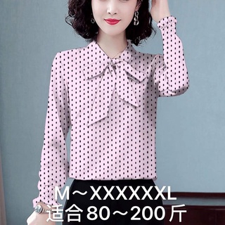 ✎▪Polka dot พิมพ์เสื้อชีฟองแขนยาว 2022 ฤดูใบไม้ผลิและฤดูร้อนใหม่หลวมขนาดใหญ่ขนาดเล็กเสื้อผู้หญิงเสื้อสไตล์ตะวันตก