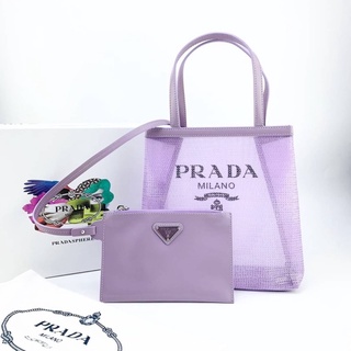 กระเป๋าสะพาย ปราด้า Lilac sequined Prada Holiday tote bag Size 8.5”