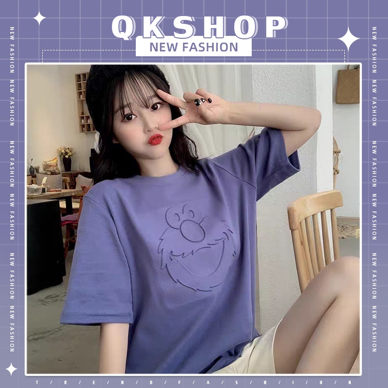 QKshop 🌵🔥มาจ้าสาวๆ ทุกโคนนนน เสื้อยืดคอกลมเเขนสั้น สกรีนลายการ์ตูนน่ารักตะมุตะมิสุดๆเลยนะ มีให้เลือกหลายสีใส่ได้ทุกวันไม