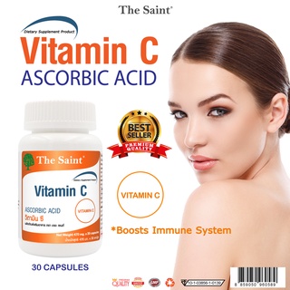 [แถม ครีมบำรุงมือ] วิตามินซี Vitamin C 60 mg. The Saint แอสคอร์บิก แอซิด 60 มก. เดอะเซนต์ เพิ่มภูมิต้าน เพิ่มภูมิคุ้มกัน