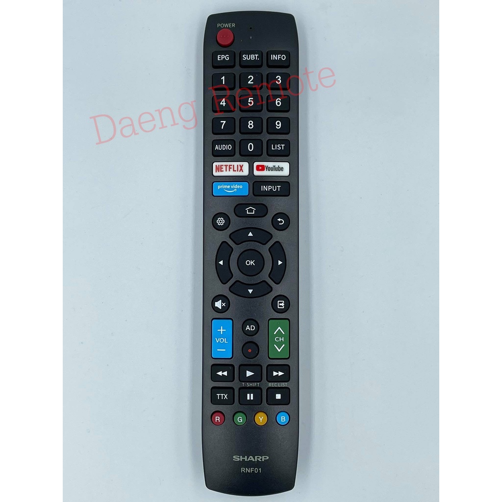 รีโมทใช้กับทีวี  Sharp รุ่น RNF01 รหัสรุ่นของรีโมทต้องเหมือนตัวเก่าเท่านั้นจึงจะใช้งานได้  (รุ่น 4T-