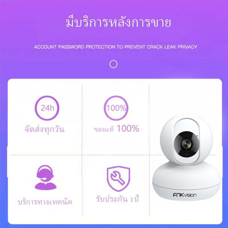 FNKvision 5ล้านพิกเซล WiFi กล้องวงจรปิดไร้สาย 5MP FHD IP Camera ภาษาไทยแถมฟรีอะแดปเตอร G1A