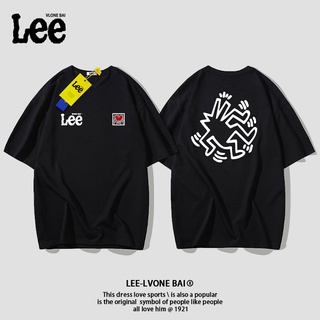 [S-5XL] เสื้อยืดแขนสั้น ผ้าฝ้าย พิมพ์ลาย Lee สําหรับผู้ชาย และผู้หญิง