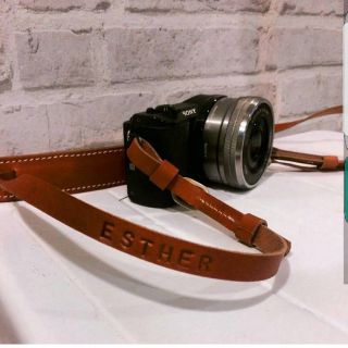 Hommes -Handmade camera strap-red brown