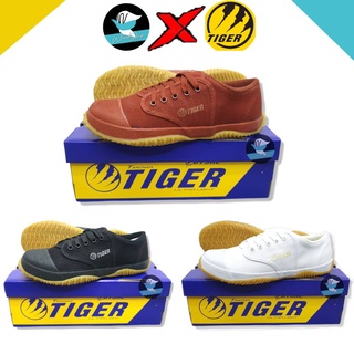 รองเท้าผ้าใบ Tiger TG9 ฟุตซอลพื้นเหลือง รองเท้านักเรียน น้ำตาล/ขาว/ดำ รองเท้าผ้าใบไทเกอร์