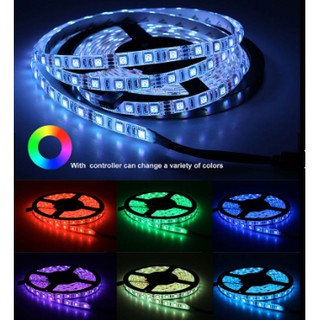 ไฟแต่งรถ แต่งห้อง ไฟเส้นLED Strip ชุดไฟเส้นLED ไฟริบบิ้น รุ่น5050 SMD RGB ชนิดสลับสี พร้อมรีโมทและ Adapter 24W กันน้ำ