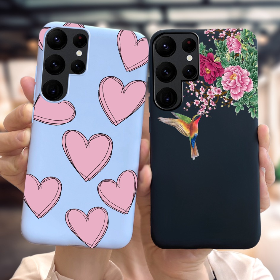 เคสโทรศัพท์มือถือ ลายดอกไม้ หัวใจ สําหรับ Samsung Galaxy S22 S21 Plus Ultra 5G S21 FE S21+ S22+ S21Plus S22Plus