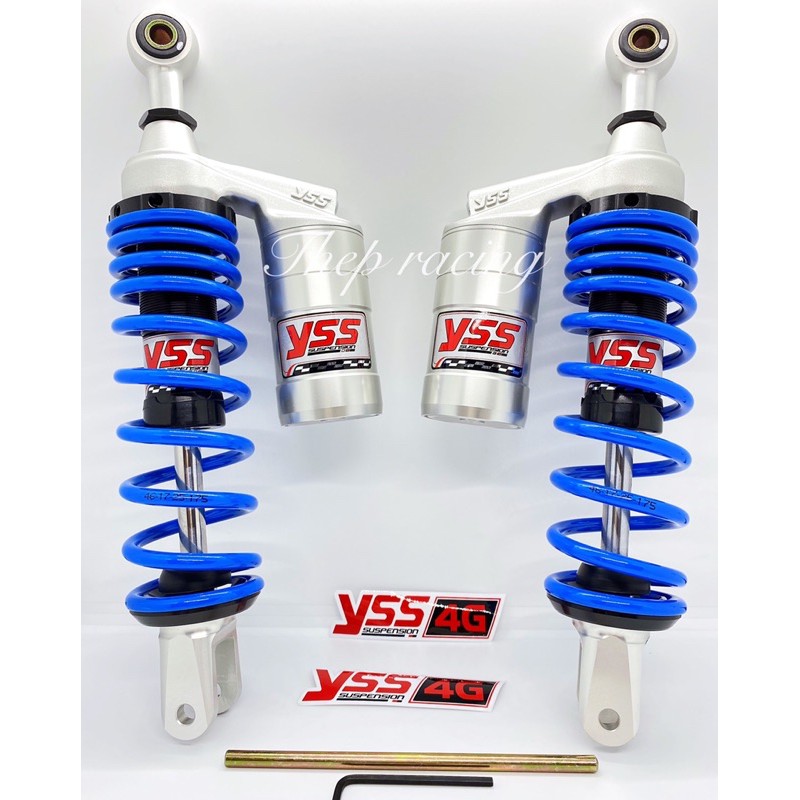 YSS โช๊คแก๊ส G-Plus ใช้อัพเกรดสำหรับ Honda PCX 150 ’14-’17 โช๊คคู่หลัง สปริงน้ำเงิน/กระบอกเงิน  (โช๊