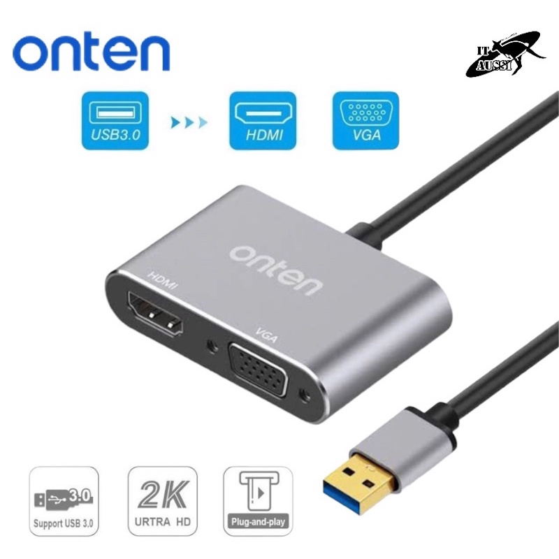 Converter USB 3.0 TO HDMI/VGA ONTEN (OTN5201B) Shopee Thailand