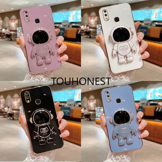 เคส Vivo Y76S Y83 เคส Vivo Y91 Y93 เคส Vivo Y95 Y91i เคส Vivo Y17 Y3 Y15 เคส Vivo Y12 Y11 เคส Vivo Y66 Y67 เคส Vivo Y73S S7E เคส Vivo V5 Phone Case เคสโทรศัพท์มือถือ ซิลิโคน ลายนักบินอวกาศ 3D น่ารัก หรูหรา พร้อมขาตั้ง สําหรับ