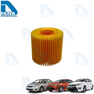 กรองน้ำมันเครื่อง Toyota Altis อัลติส 2010-18,Chr,Sienta,Prius,Vios วีออส,Yaris 2013-20 By D Filter (ไส้กรองเครื่อง)