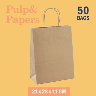 Pulp&amp;Paper ECO ถุงกระดาษคราฟท์ หูหิ้วเกลียว 21x28x11 cm - 50ใบ