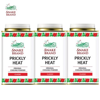 Snake Brand แป้งเย็นตรางู ปริกลี่ฮีท คลาสสิค ขนาด 140 กรัม 3 กระป๋อง (แป้งเย็น, prickly heat cooling powder)