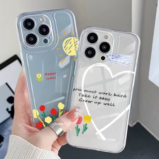 เคสโทรศัพท์มือถือ TPU ใส กันกระแทก ขอบสี่เหลี่ยม ลายดอกไม้ หัวใจ สําหรับ Samsung Galaxy A33 A53 A73 5G A32 A52 A72 A31 A51 A71 A23