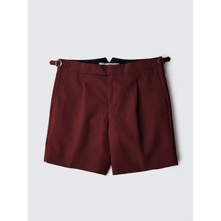 [JBB*] BURGUNDY COTTON TWILL SINGLE PLEATED SHORTS เจบีบี กางเกงขาสั้น กางเกงจีบขาสั้น ผ้าคอตตอนผสมโพลี สีเบอกันดี