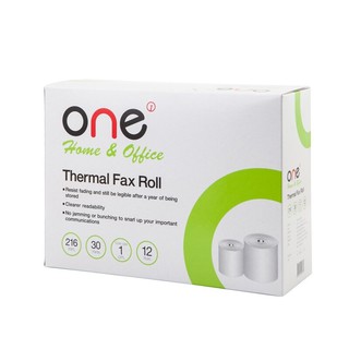 กระดาษแฟกซ์ 216 มม.x30หลา แกน 1ซม. (แพ็ค12ม้วน) ONE Fax paper 216 mm. X 30 yards. Core 1 cm. (Pack of 12 rolls) ONE