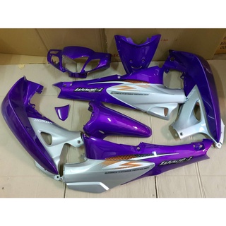 ชุดสี wave125r กุญแจกลม ม่วงตัดบรอน ติดลาย125i  เฟรม รถเวฟ125s 125r สีทรูโทร ยกชุด10ชิ้น