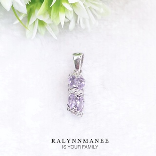 O6417 จี้พลอยอเมทิสต์แท้ ( Amethyst ) ตัวเรือนเงินแท้ 925 ชุบทองคำขาว